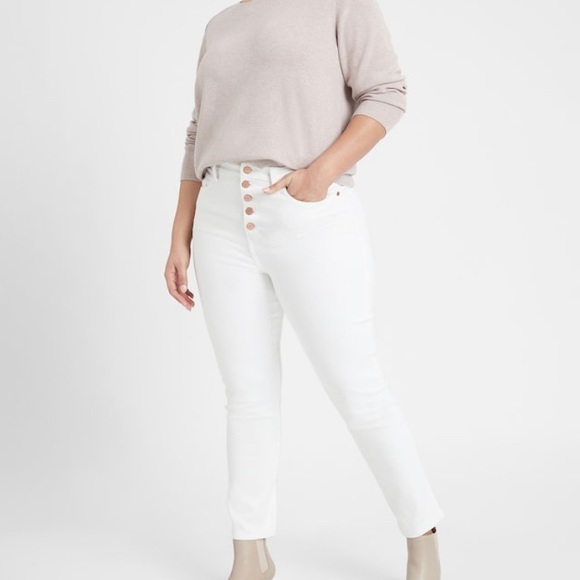 ***SOLD ELSEWHERE*** NWT BR White Button Up Slim High Rise Jeans - Picture 1 of 2
